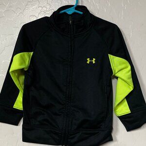 Boy's Under Armour Black & Green Zip-Front Hoodie Jacket Sz 24 Months